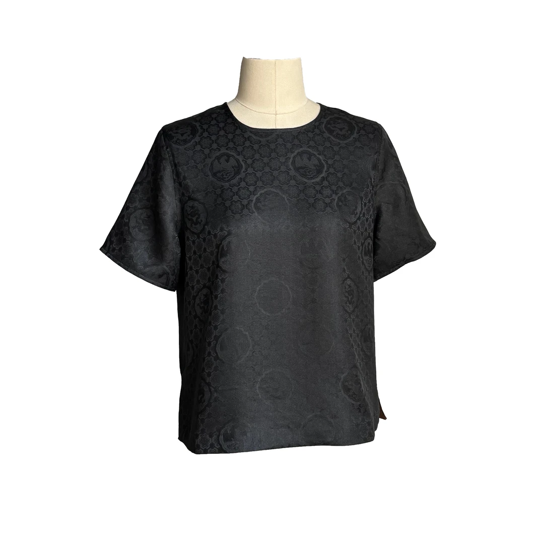 【天莨阁】 原创  锦花缎龙凤纹  圆领 原色上衣