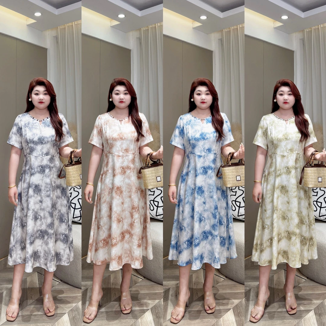 【上新现货连衣裙】PDM22379夏季新款显瘦晕染A字裙连衣裙大码女装