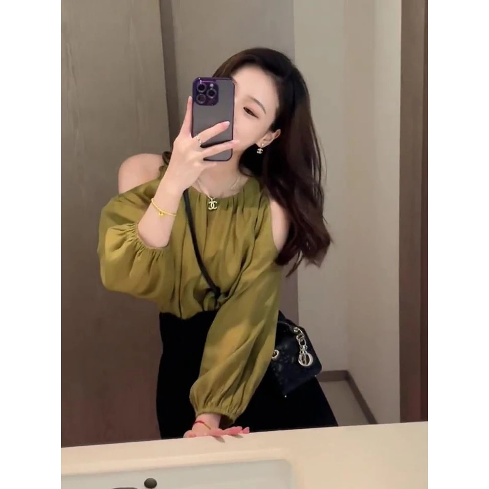 知性风早春爆款女款春秋洋气法式气质挖肩衬衫女挂袖衬衣小衫春