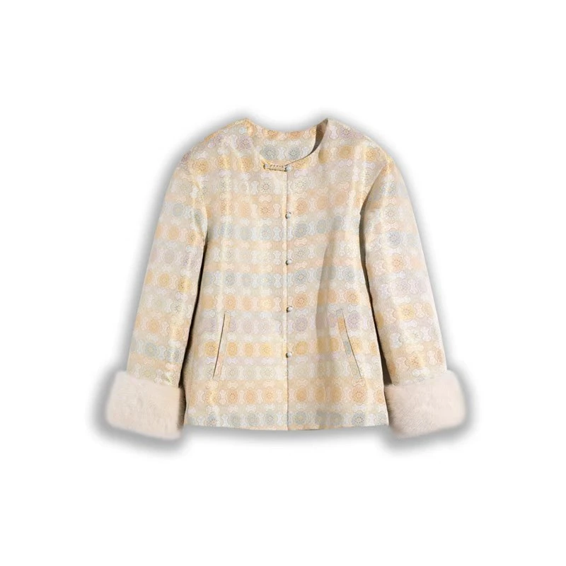 【指定如意】宋锦水貂驼绒新中式冬款上衣H25037