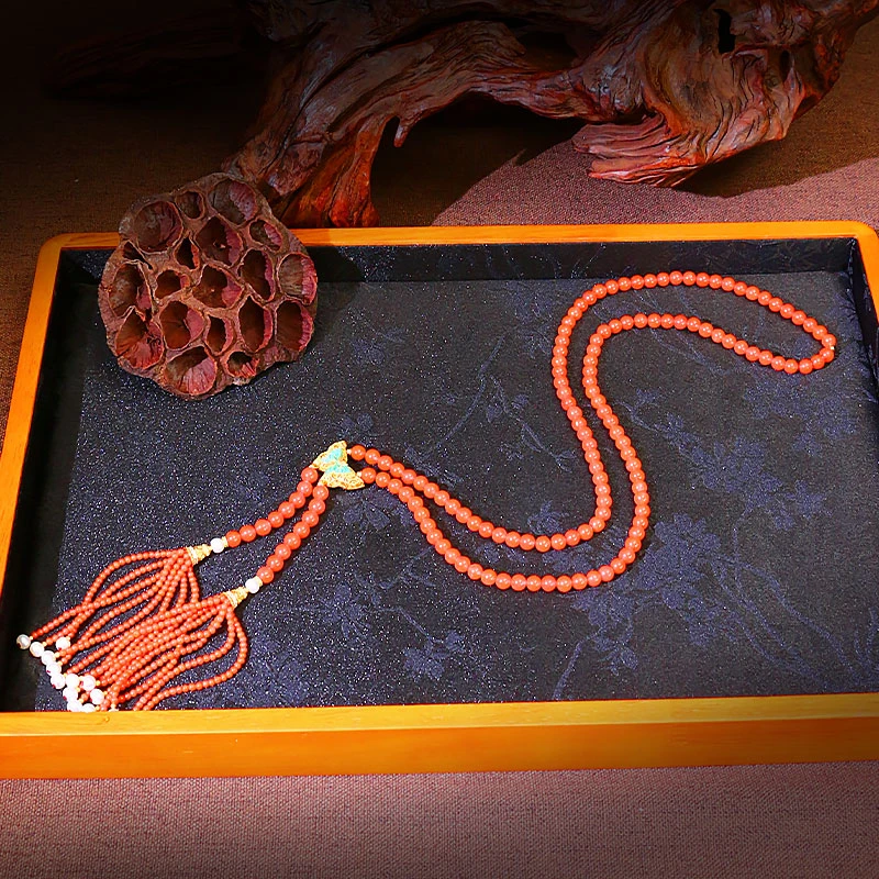 南红项链蝴蝶流苏【5713E】