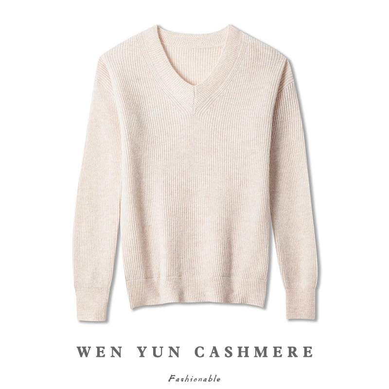 【山羊绒】软糯加厚V领羊绒打底衫女百搭套头针织毛衣  机敏  CA111