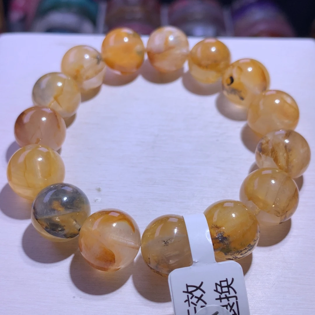 手串水晶银S925镶嵌小树胶花15.4m