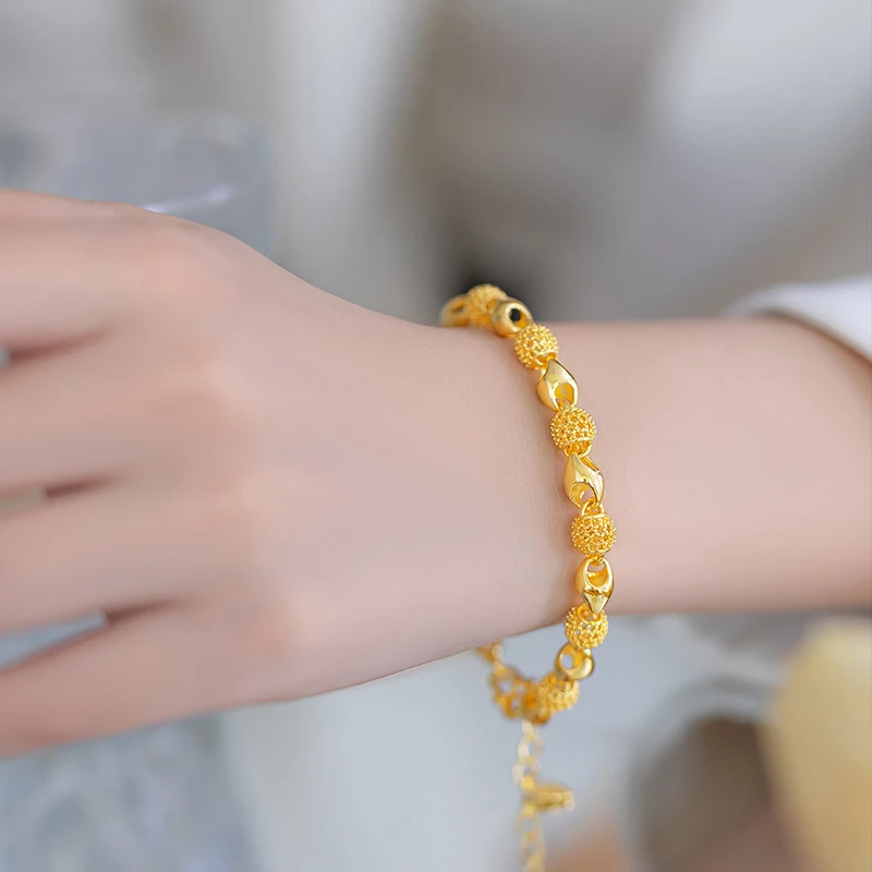 铜合金手链 精工高定版佛珠镂空玲珑手链 民族风女款玲珑手链