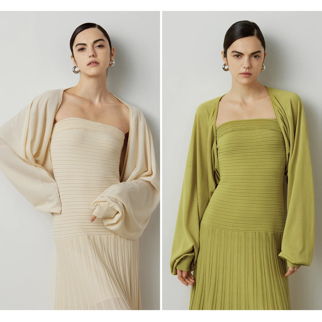 LYNEE 气质纱线质感细闪丝灯笼袖针织上衣女外套 LGD2ESK049