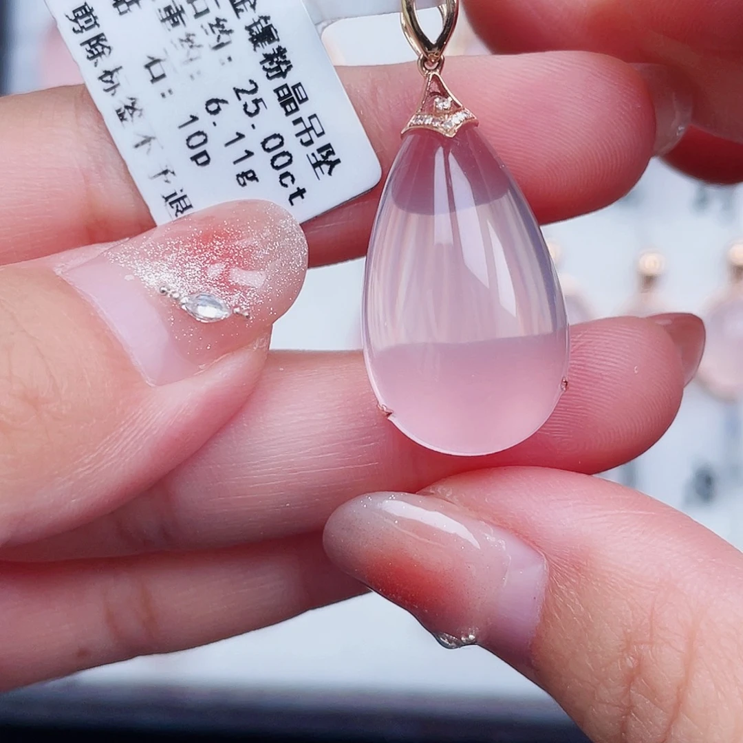 吊坠(不含链)18K金镶嵌芙蓉石