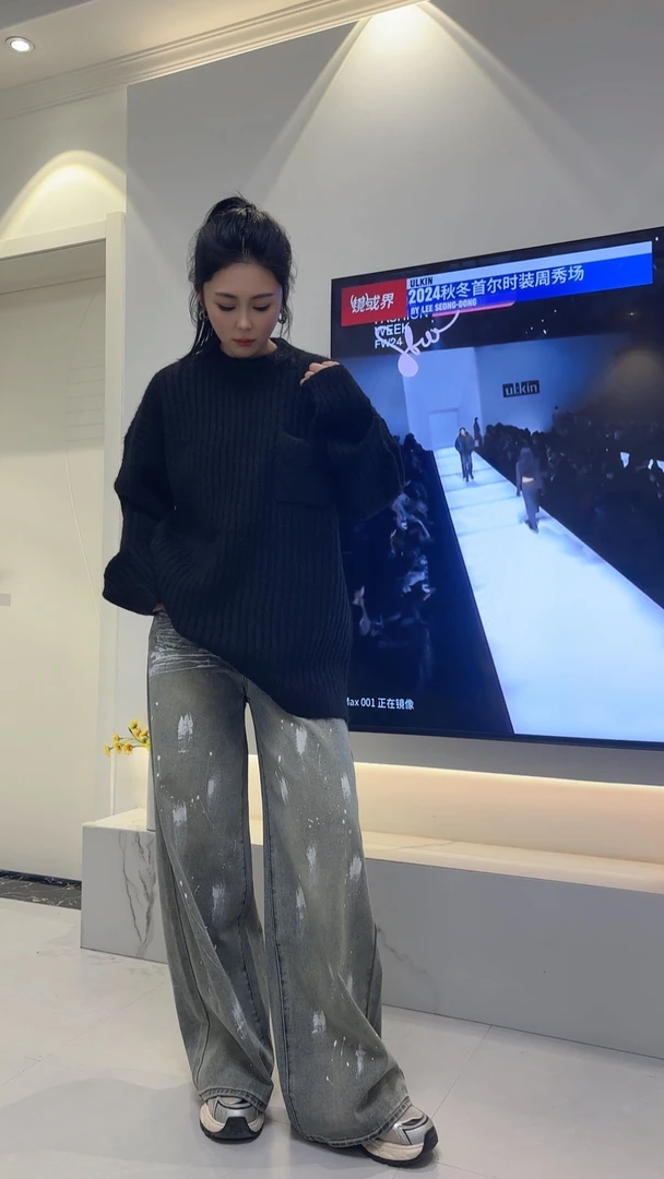 原子 慵懒风休闲宽松大码毛衣女