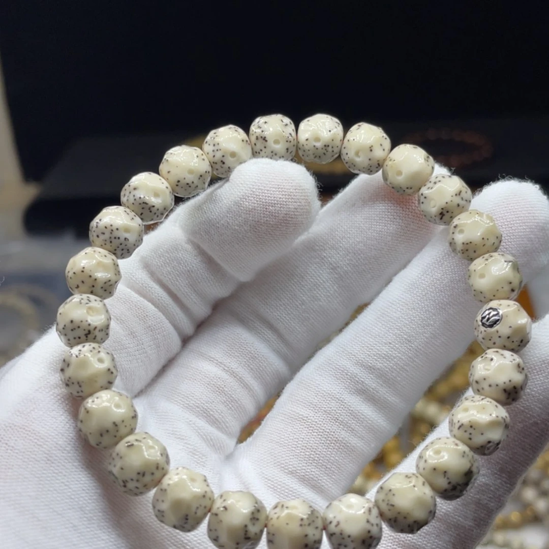 【闪购商品】手串星月菩提银标款98白石玉精工月朗星稀