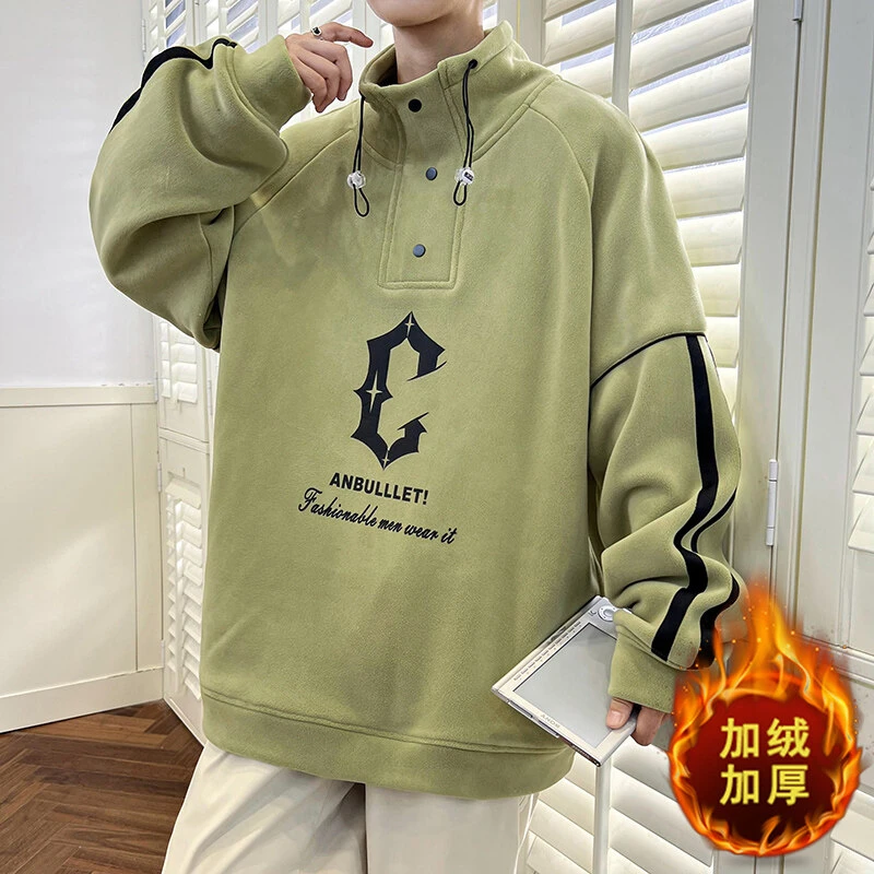 秋冬季新款青春流行奥粒绒卫衣青少年字母印花上衣拼接卫衣上装