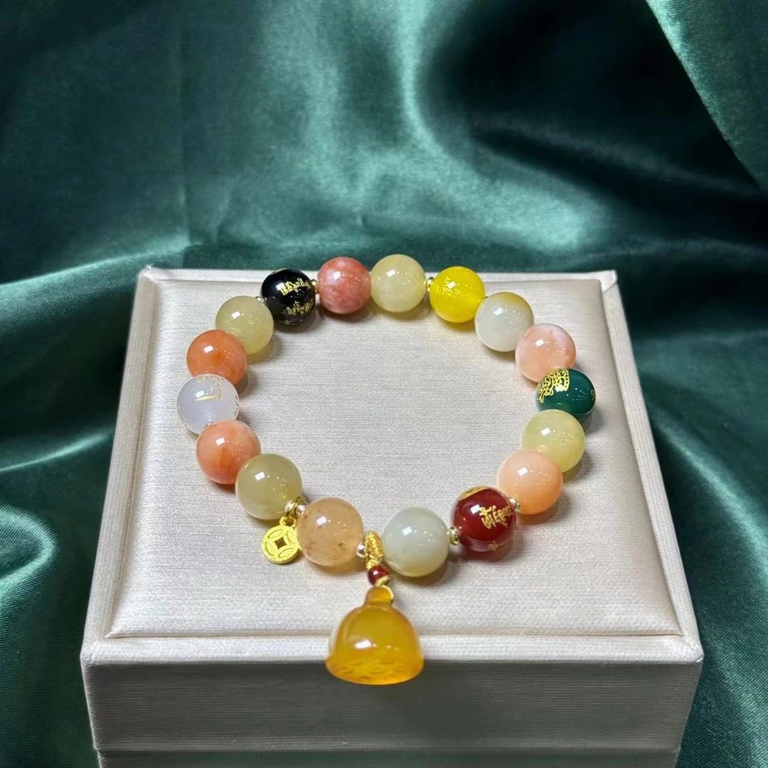 原创金丝玉多宝莲蓬五路财神女款简约轻奢手链 多样性发一SL119