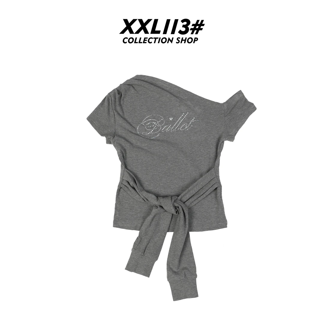 113* CENTRALIZED SHOP【宠粉专款】短袖绑带字母韩系T恤X5F02D6134