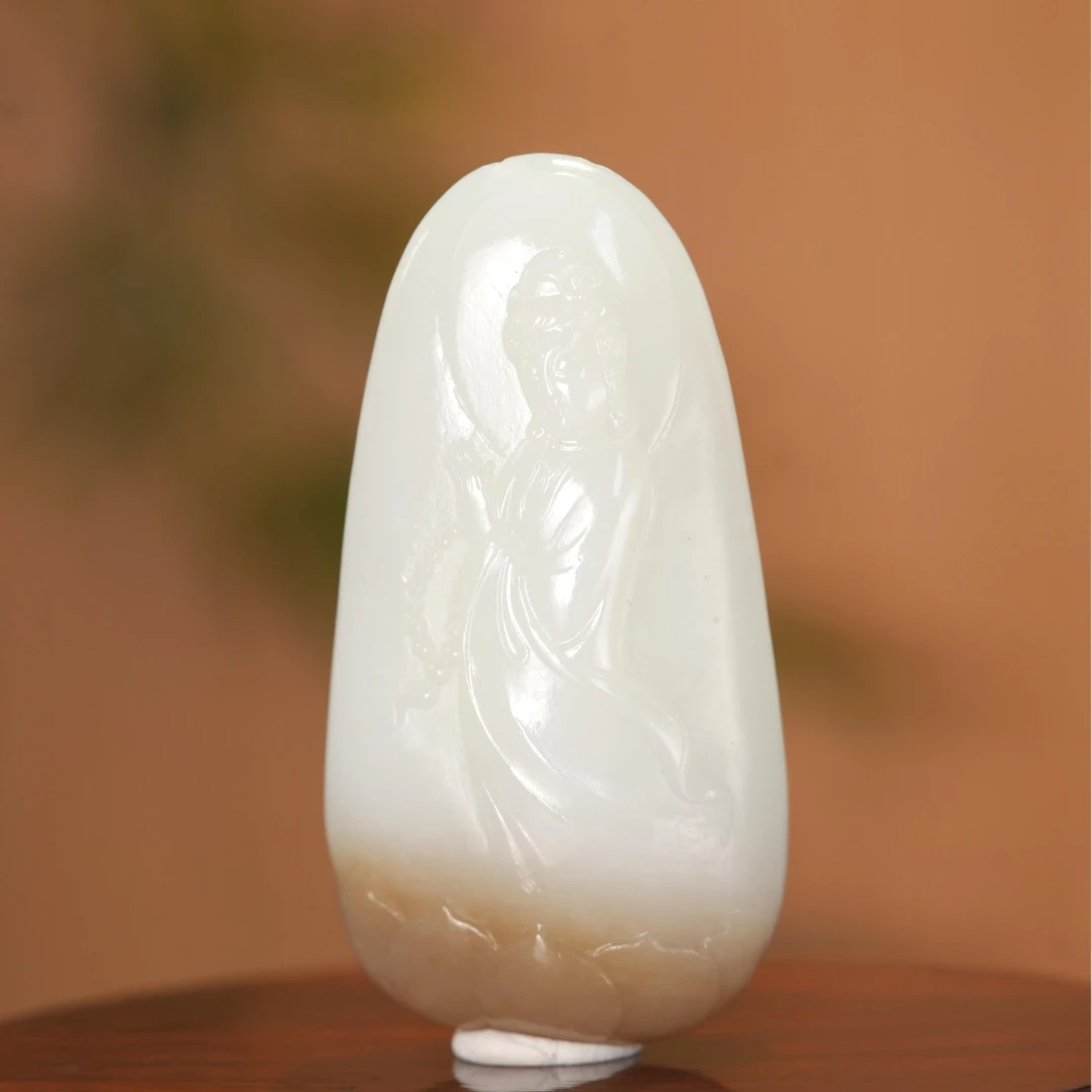 Lot24.和田糖白玉观音吊坠/160193/拍宝