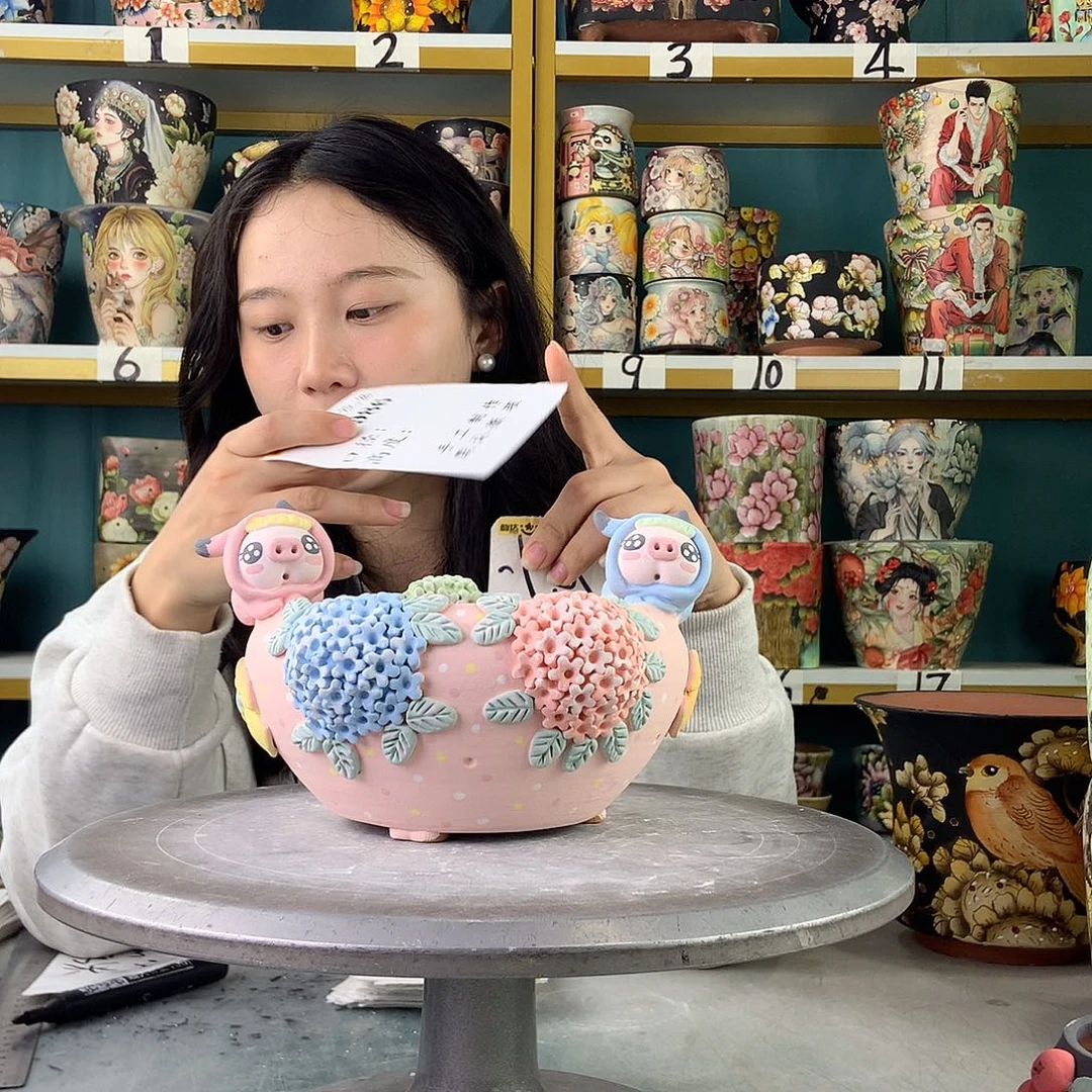 小****陶景德镇手工花盆986