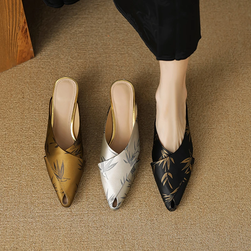 明星同款真皮穆勒半拖鞋夏季新款小香风凉鞋女包头凉拖百搭中国风