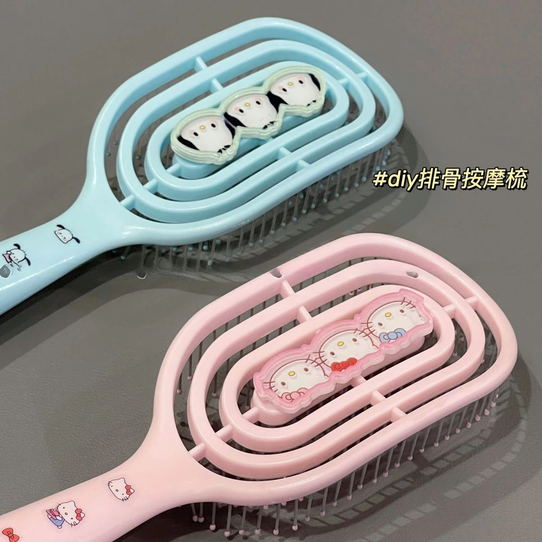 新款kt猫镂空diy排骨定型梳学生蓬松气囊梳子帕恰狗气垫按摩梳yj