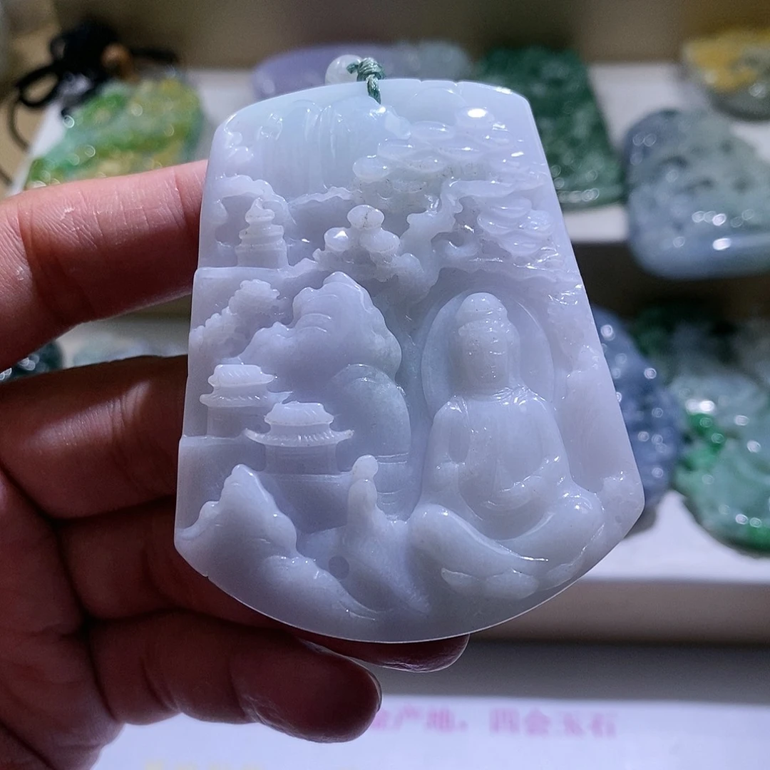 【闪购商品】翡翠颈饰未镶嵌山水观音