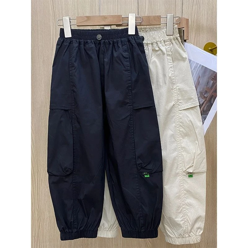 【春夏季全棉工装裤】儿童夏季长裤中大童洋气休闲裤防蚊裤宽松裤子