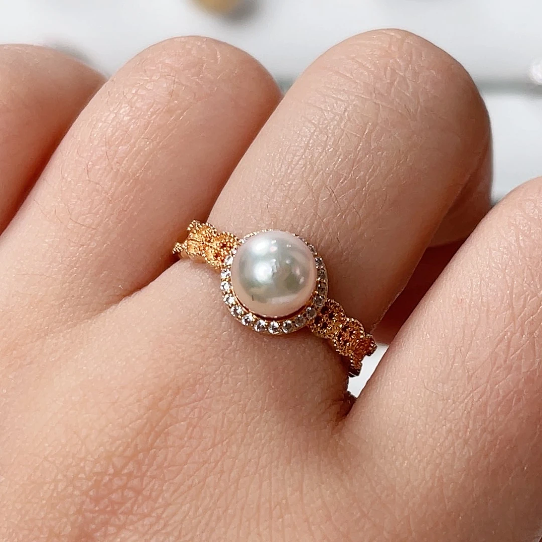 海水珍珠戒指银S925镶嵌