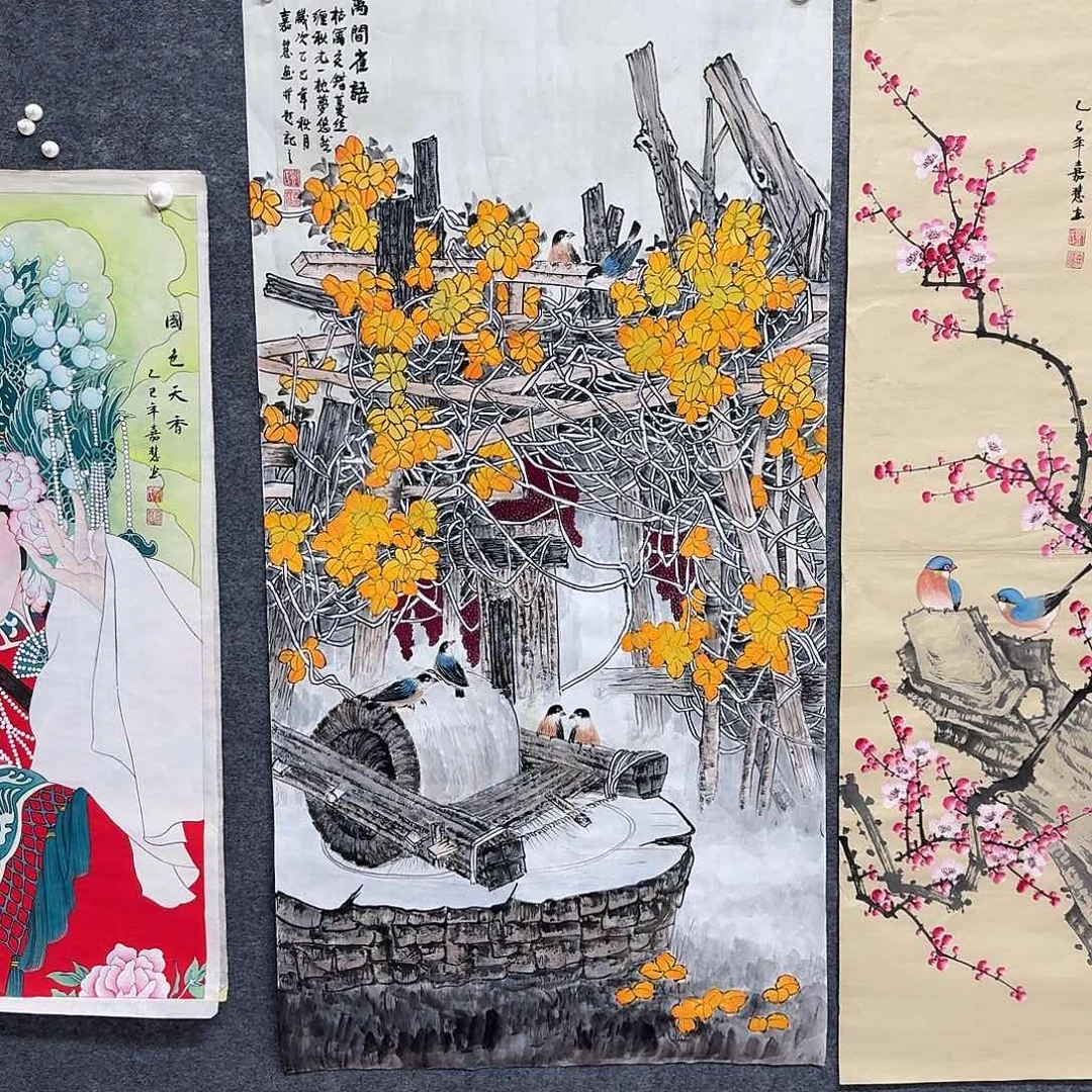 国画四尺尺寸70X140纯手绘作品