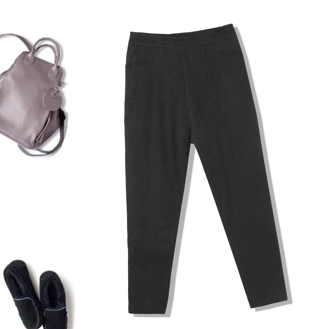 时尚女士口袋松紧腰冬季保暖棉裤束脚舒适棉裤P-2G215（避免机洗）