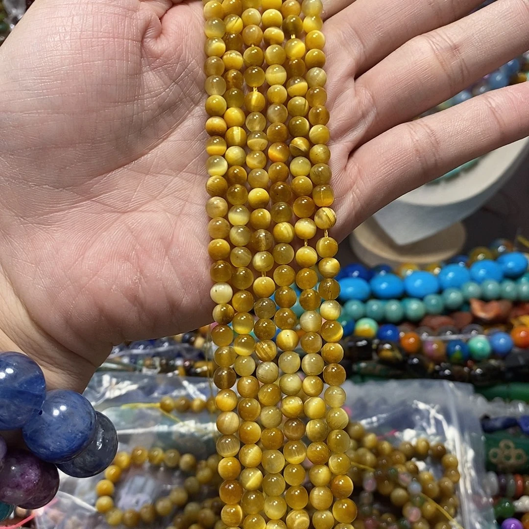 石英质玉未镶嵌，A品金虎眼6mm，
