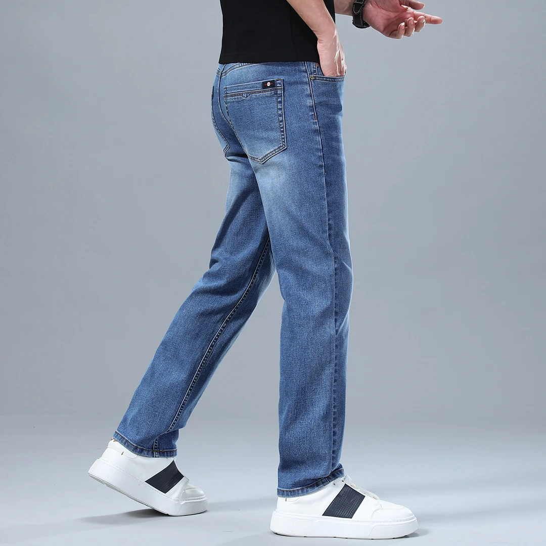 香港男裤夏季薄款冰丝宽松直筒牛仔裤2025薄款新款休闲百搭裤子男