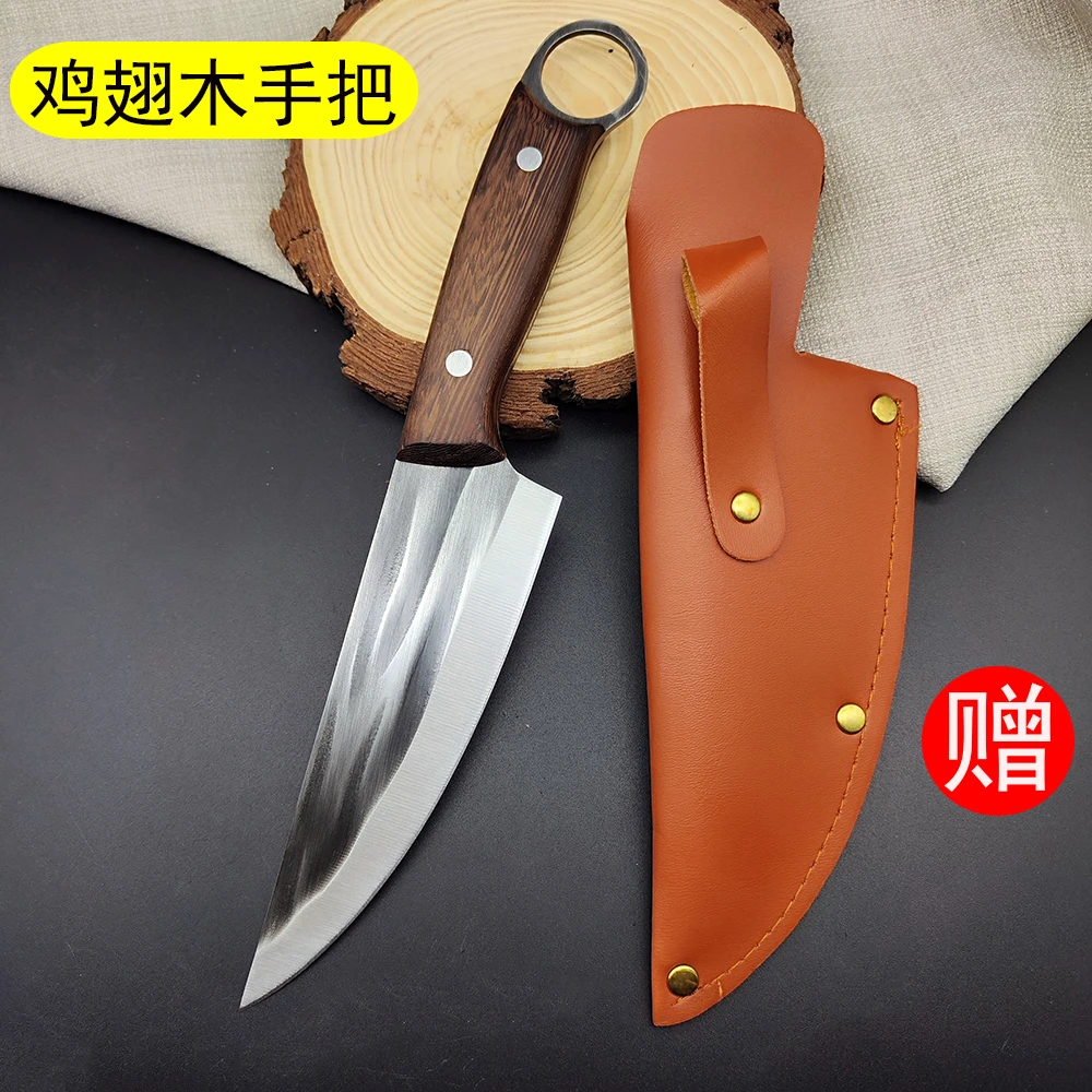 鸡翅木锻打割肉切肉刀剔骨刀卖肉屠宰分割刀刮毛锋利家用切菜刀