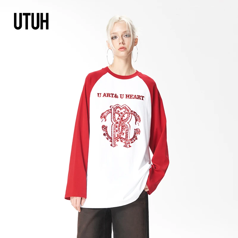 UTUH 2025新年珠片刺绣工艺蛇年限定节日氛围感好运T恤TDWWS1T016