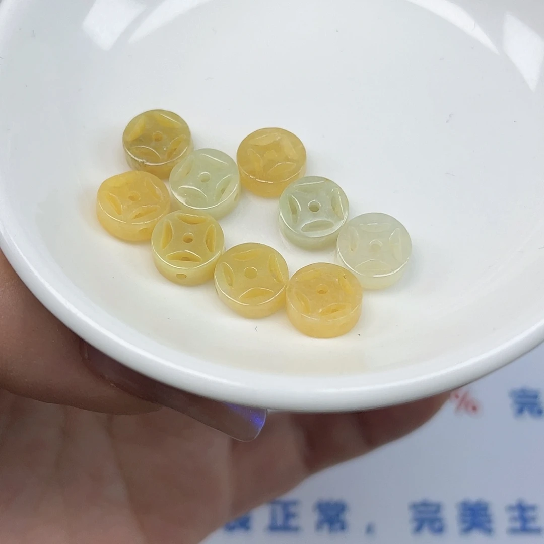 翡翠散珠翡翠铜钱10颗