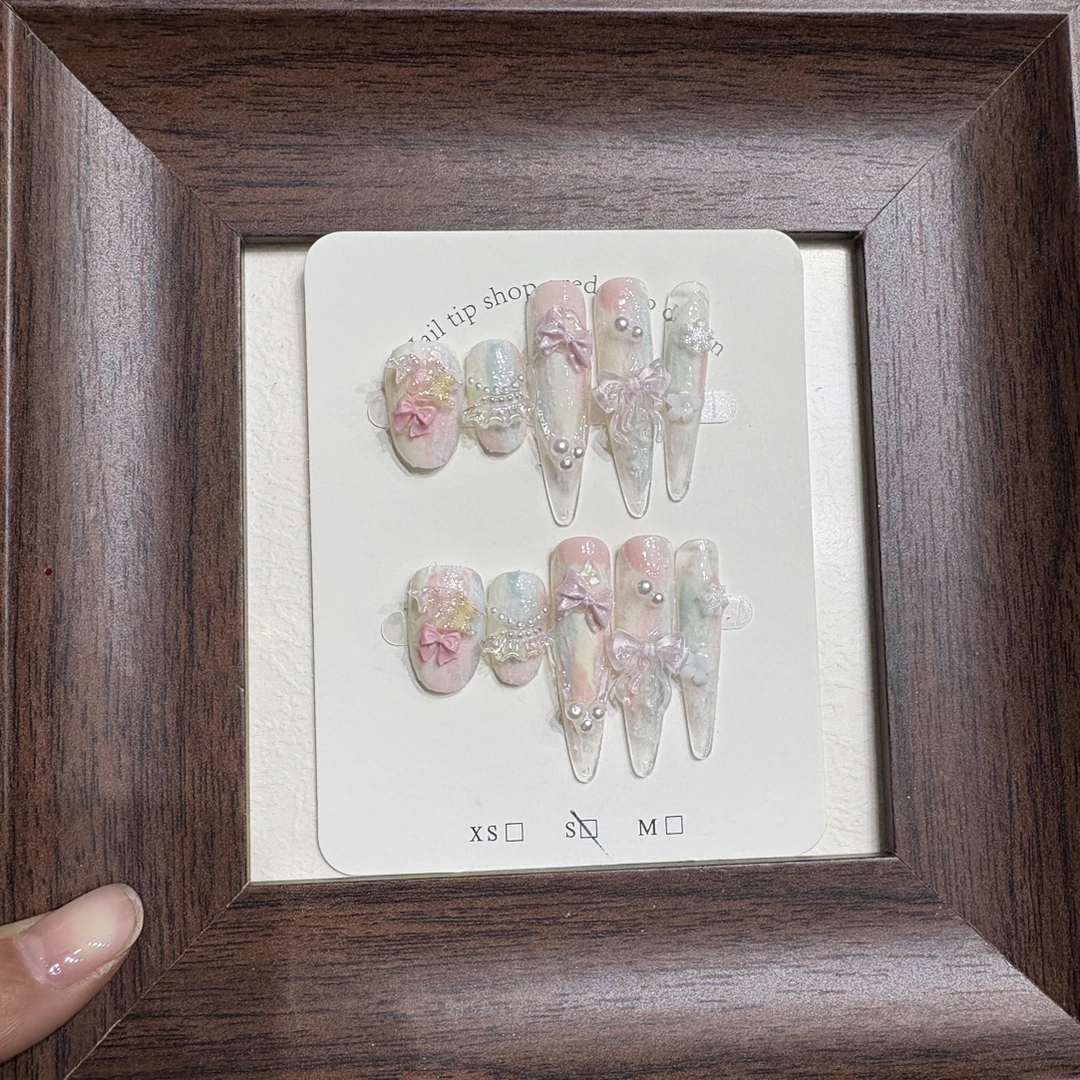 【编码003】法式温柔纯手工穿戴甲显白百搭氛围感美甲