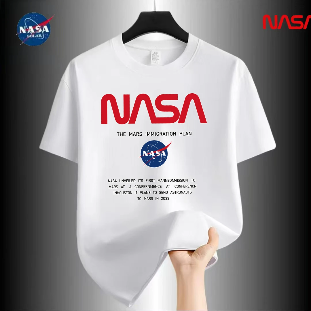 NASA联名纯棉夏季圆领短袖T恤微宽松时尚男女同款休闲百74