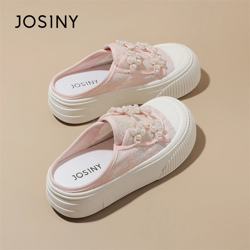 卓诗尼包头凉拖鞋女2025新款夏季外穿厚底国风半拖休闲新中式女鞋