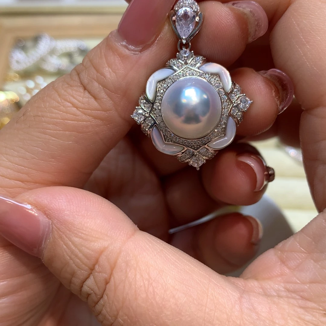 海水珍珠颈饰银S925镶嵌