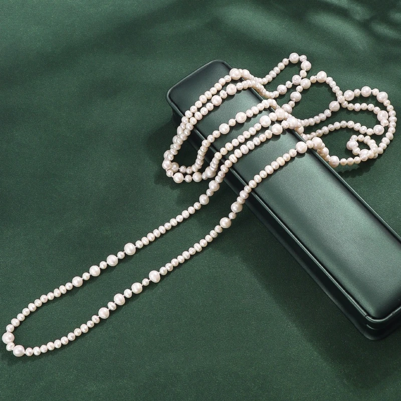 铜合金锆石项链 三层叠戴毛衣链礼物妈妈长款珠珠项链6100