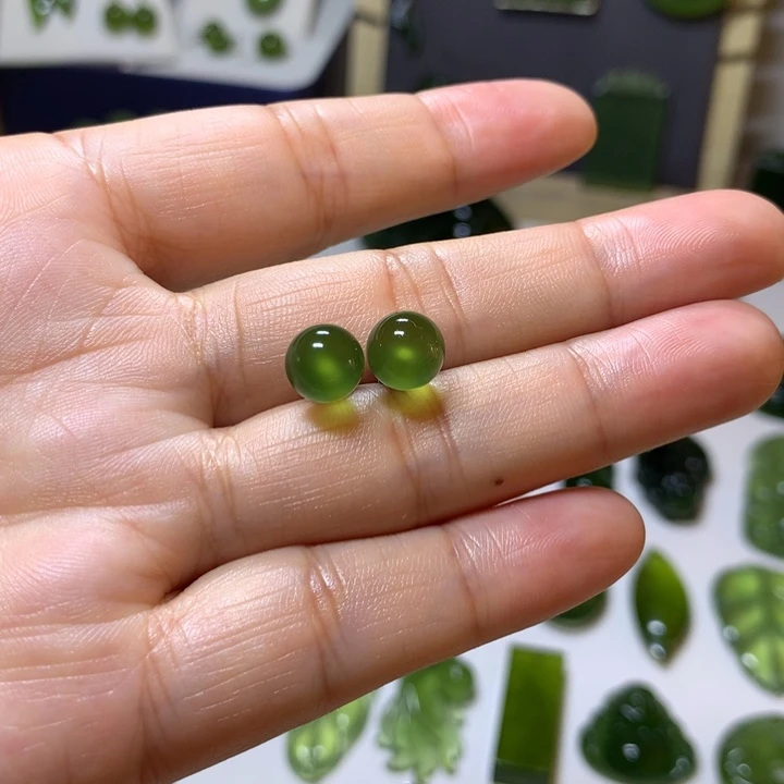 岫玉银S925镶嵌耳钉耳钉