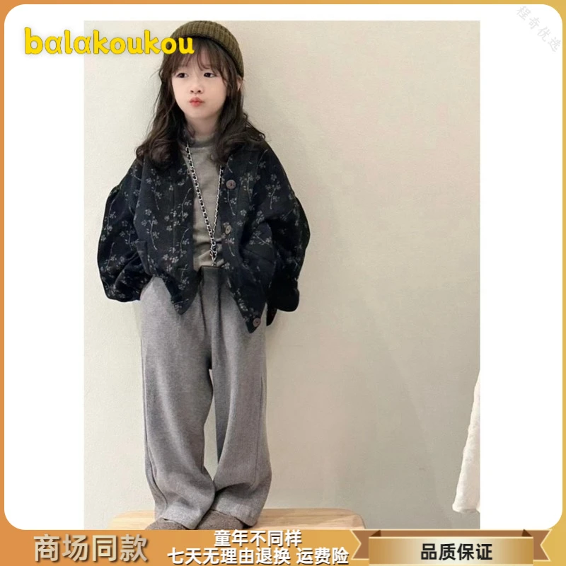 巴拉扣扣韩国童装2025新款女童春装外套女宝韩版夹棉上衣女孩子秋