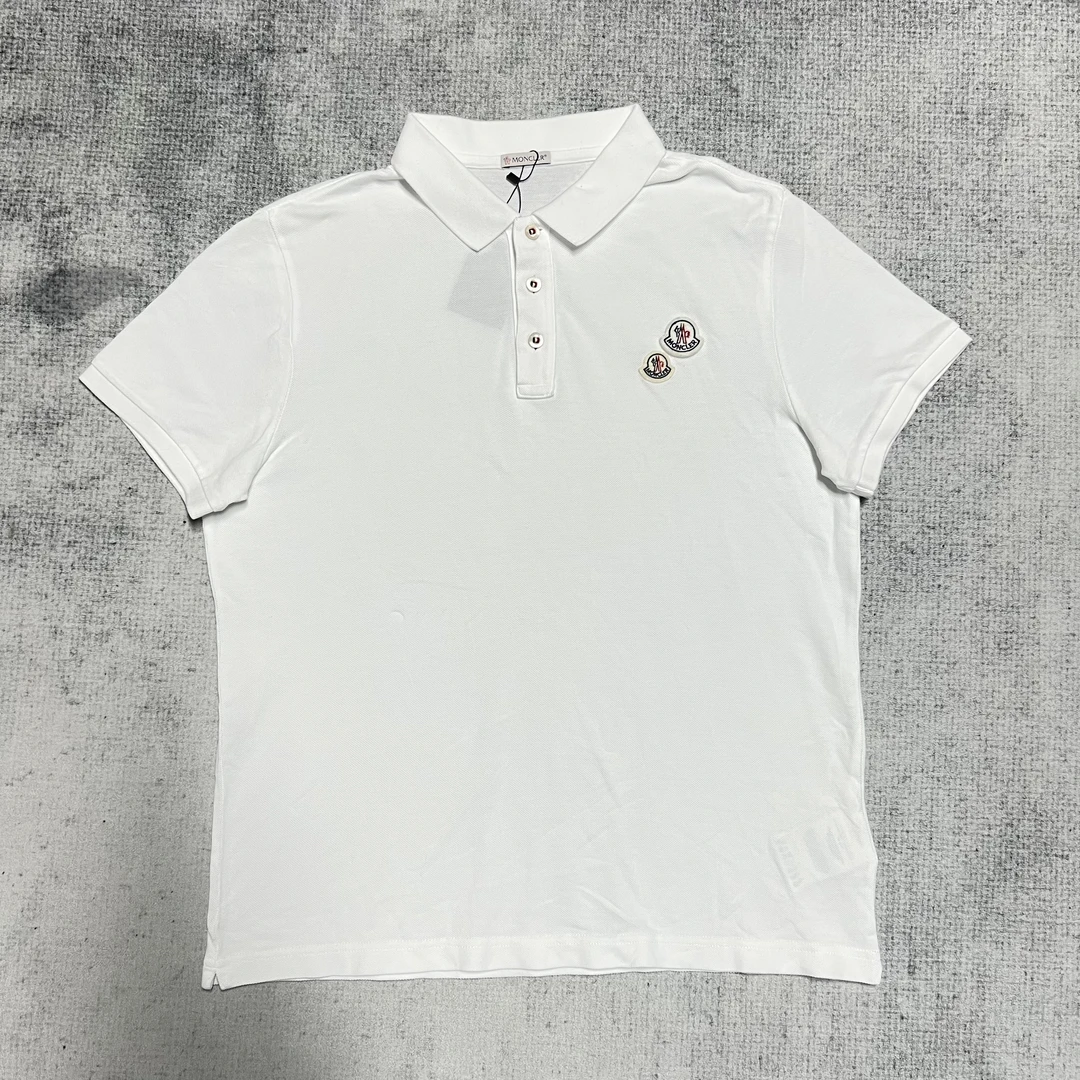 99新 MONCLER /经典双logo白色POLO衫/L码