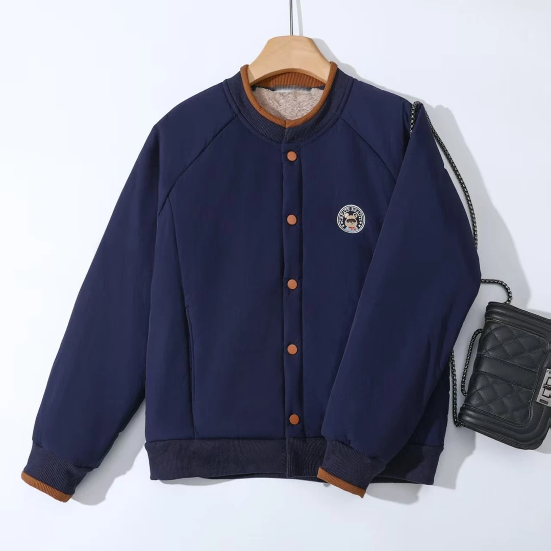 YY-[百搭拼接]2025冬季加绒保暖时尚拼色百搭减龄外套O-U081