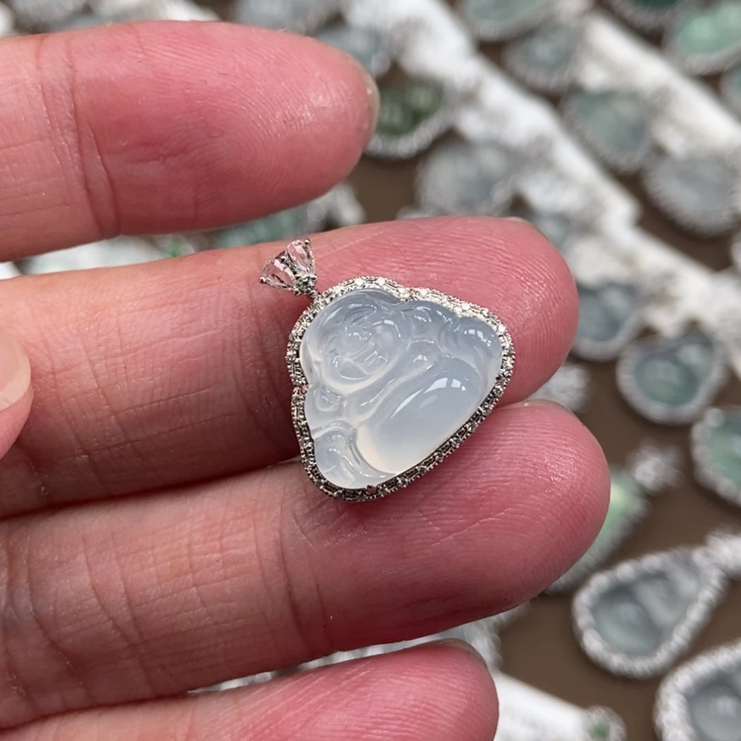 翡翠18K金镶嵌吊坠(不含链)佛公