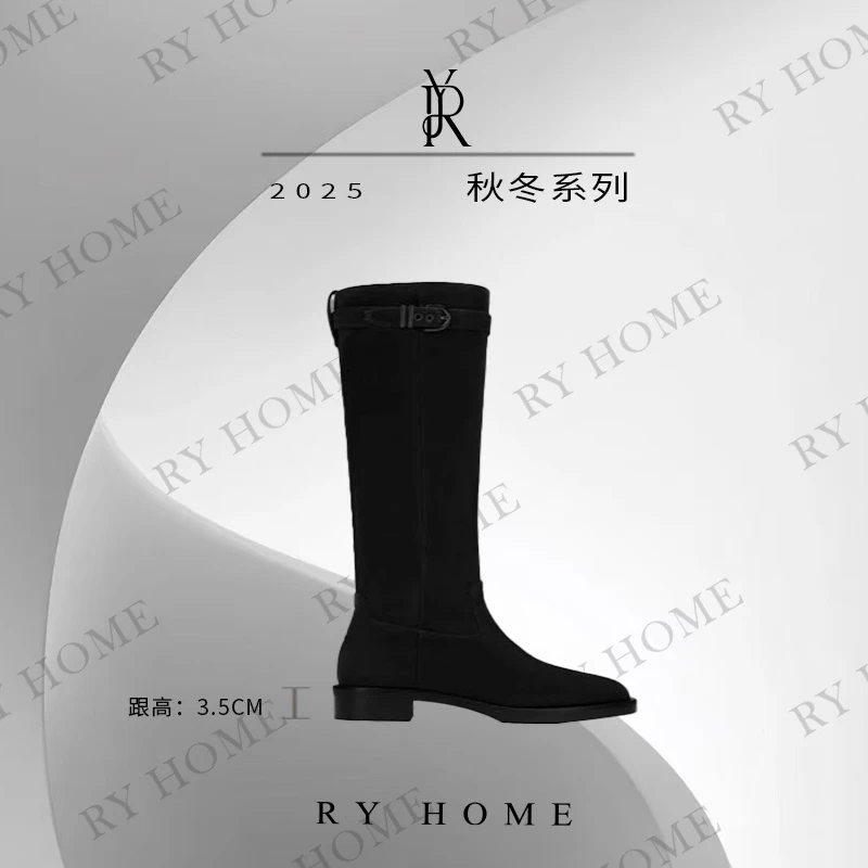 【容雨RYHOME】100绵羊皮＋反皮绒Retro高筒骑士靴X1169