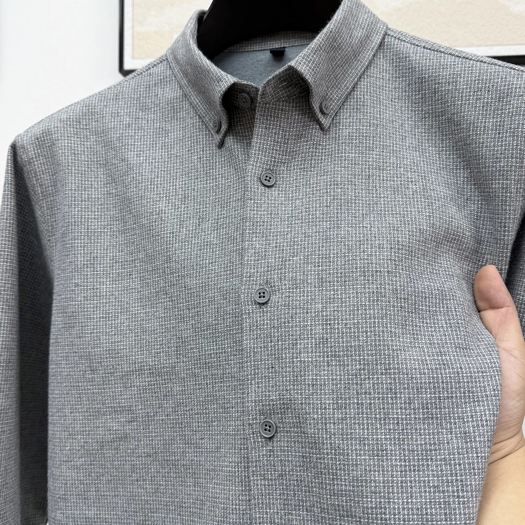 in cotton sea加绒纯棉长袖衬衫男士秋冬加厚保暖商务休闲衬衣