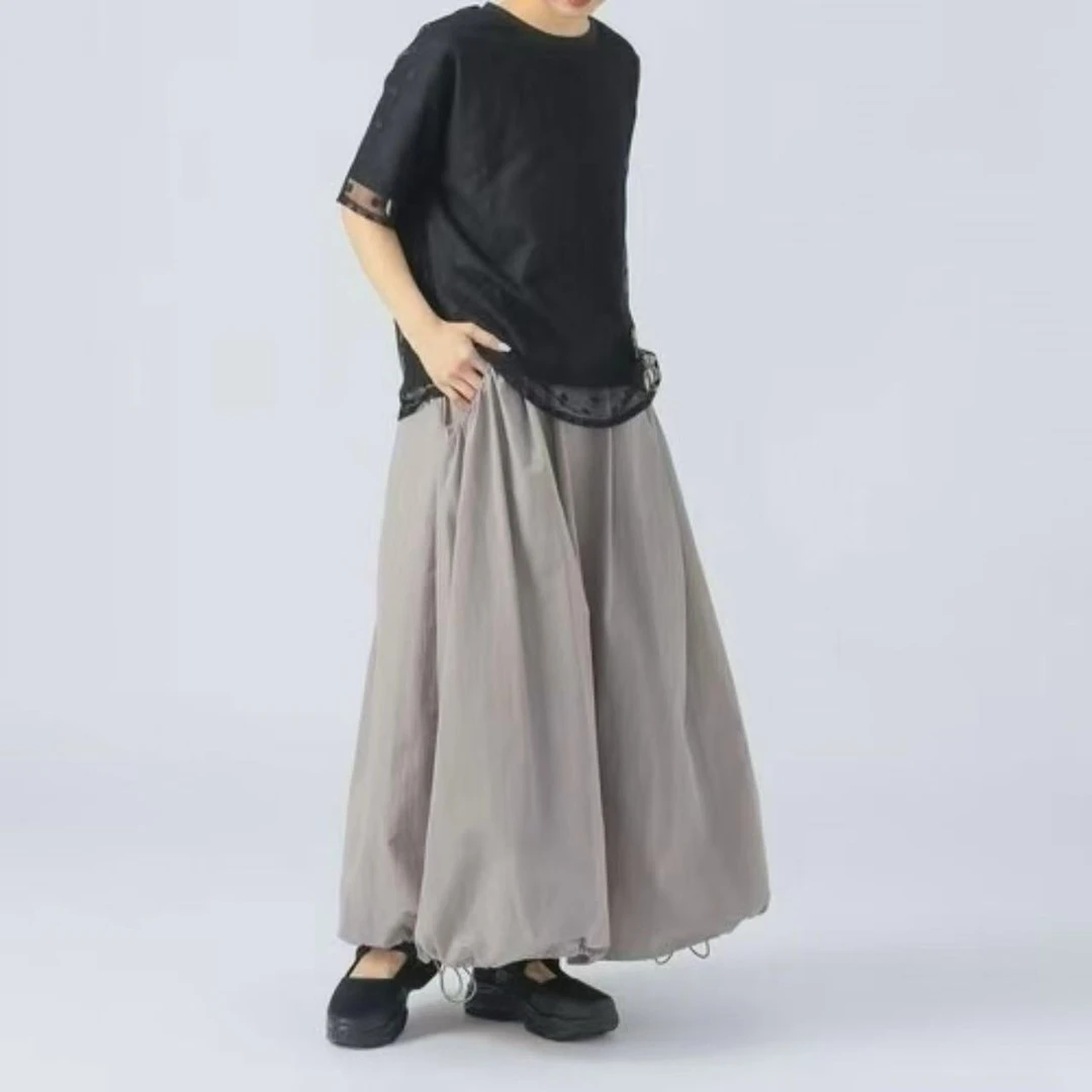 夏季薄款户外休闲机能速干下摆可抽绳松紧腰款半身裙（25052411）