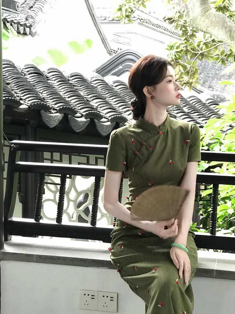 EIA一尧新中式国风【桐花台】古朴清雅温婉旗袍连衣裙气质显瘦复古