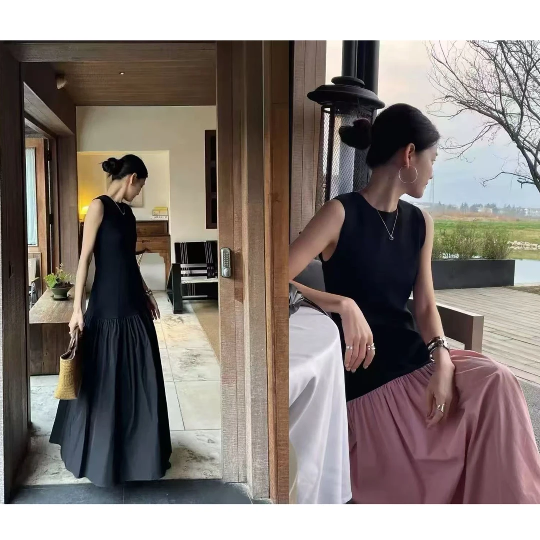 【欧洲站】法式时髦拼接摆裙