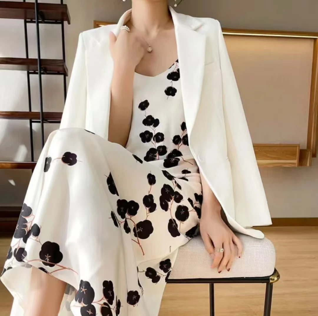 2318#吊带裙碎花气质夏季波点收腰吊带长裙多巴胺风格衣服纯欲风