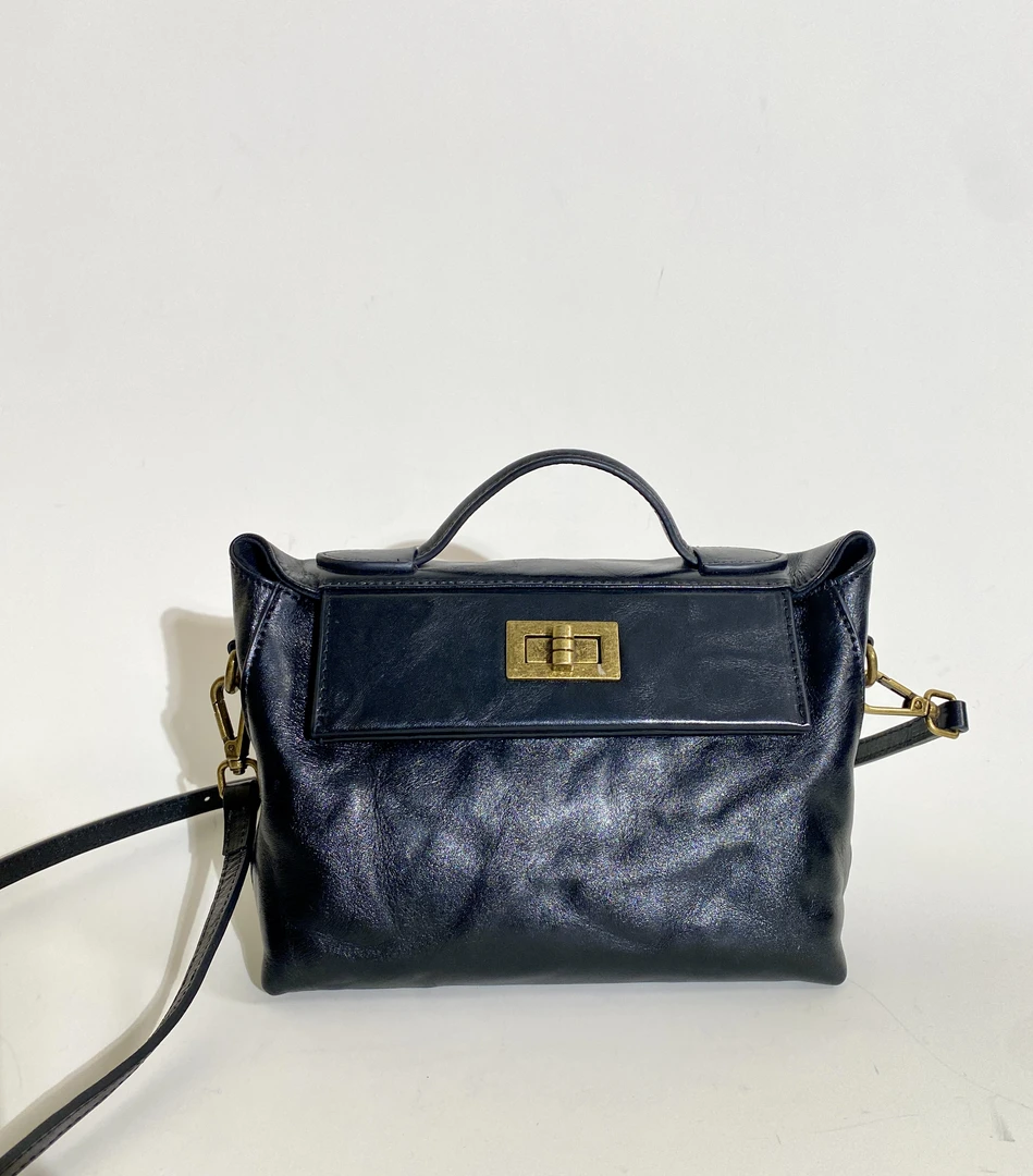 DAYIN【2424】新款极简高端树膏植鞣牛皮手工手提单肩斜跨包-6686