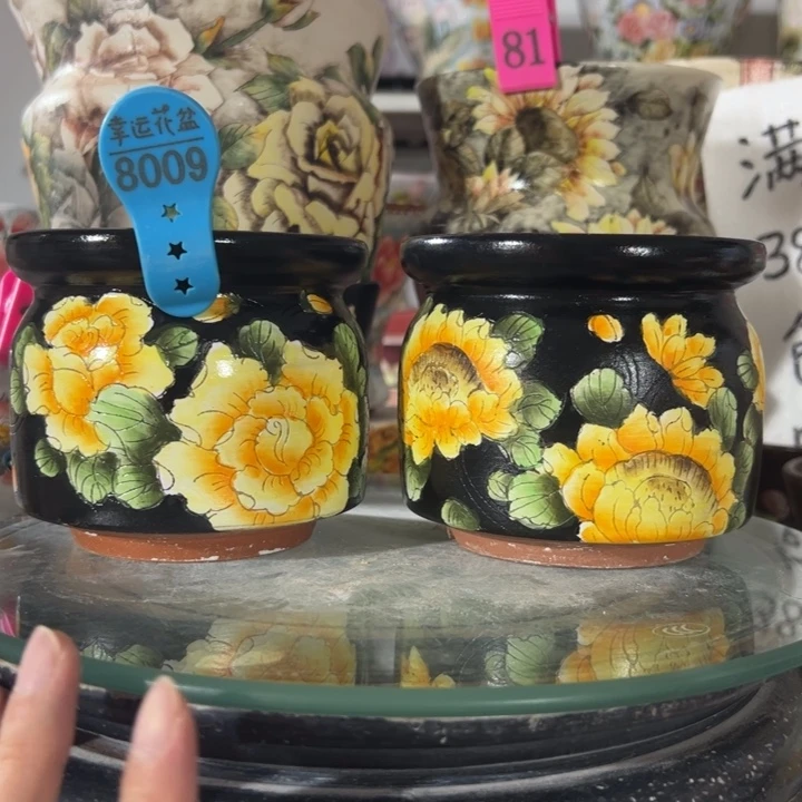 景德镇手绘花盆满38包邮偏远地区除外