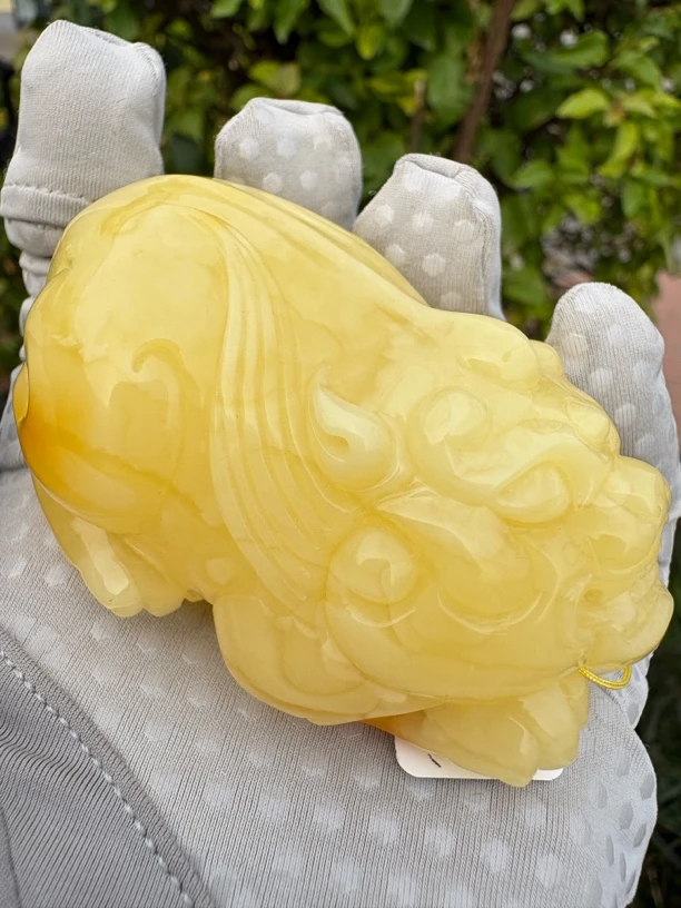 假一赔十，天然琥珀蜜蜡，蜜蜡雕刻吊坠，蜜蜡貔貅吊坠，编号29