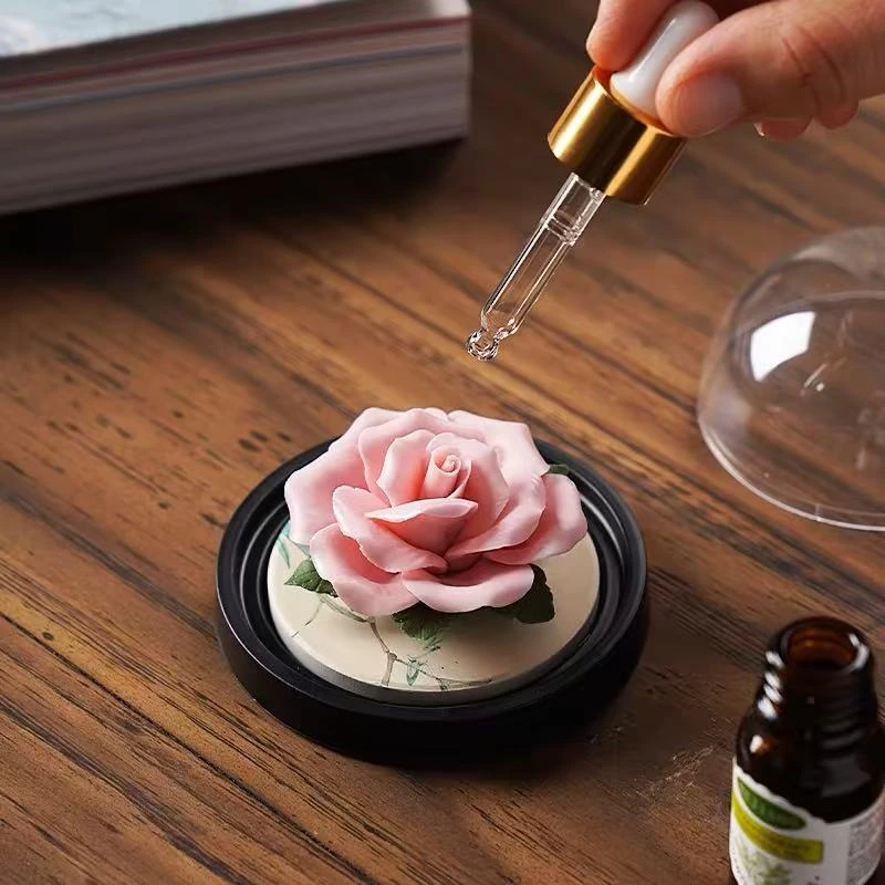 手工瓷花香薰扩香器陶瓷手工捏花牡丹花摆件高档伴手礼G2374
