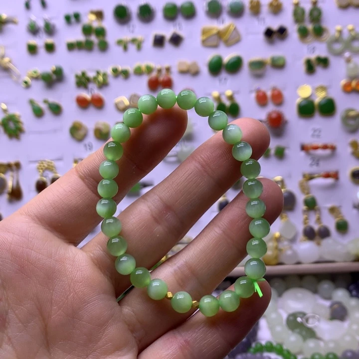 和田玉18K金镶嵌手链